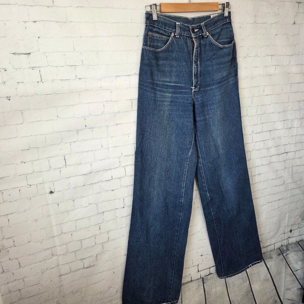 Lawman VTG Western Womens Wide Leg Jeans Tall Size 26 x 35 Tagged 32 Long Flare - Picture 3 of 11